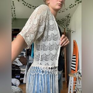 Tassle short sleeve cardigan